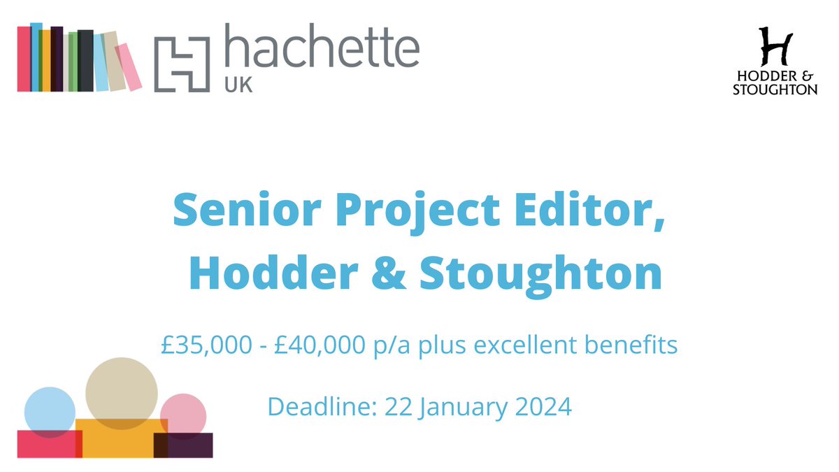 HachetteCareers's tweet photo. .@HodderBooks are looking for a Senior Project Editor to join their team! Do you have lots of experience working on colour books? Are you passionate about lifestyle and cookery? We'd love to hear from you.   

Apply here: https://t.co/IIKEtE2vm5 https://t.co/7VHm65P0jK
