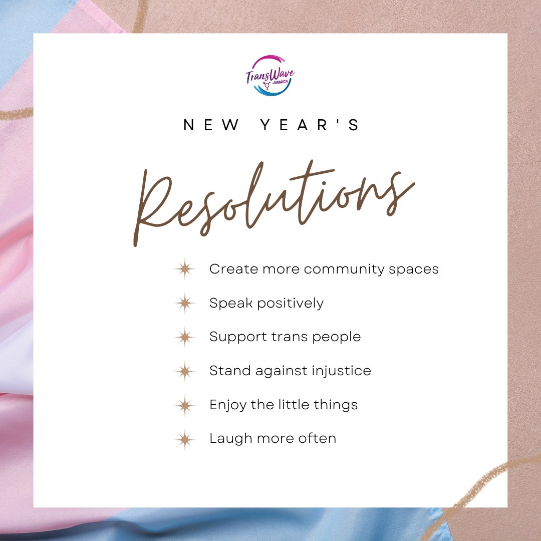TransWaveJA's tweet photo. Embrace the possibilities of the new year! 🌟 Reflecting on our journey and setting intentions for 2024. Share your resolutions with us! 🏳️‍⚧️✨
#TransWaveJA #TransIsBeautiful #LGBTQIA #TransRights #Nonbinary #Jamaica #TransWave https://t.co/oZR3PyQpJ5