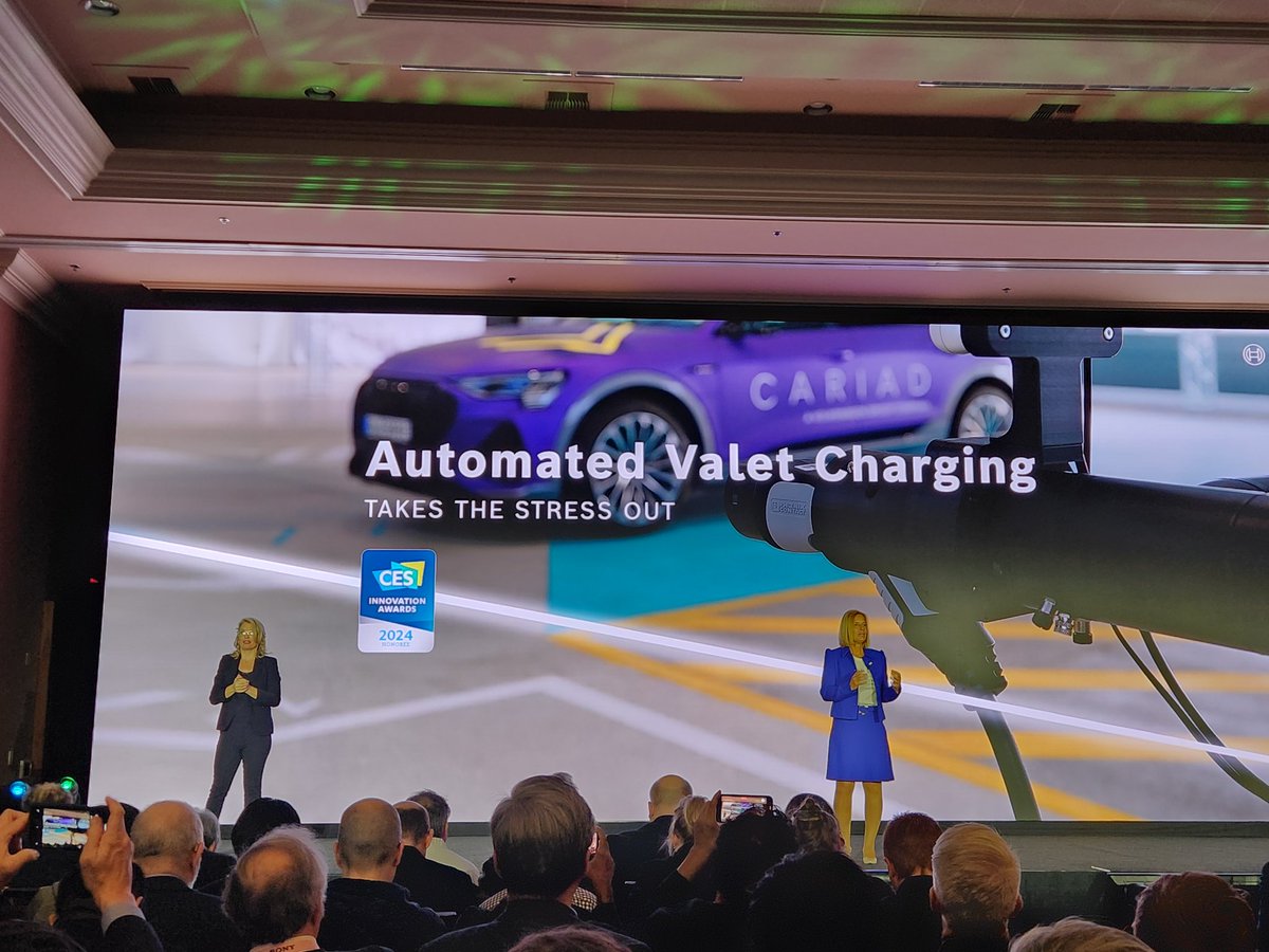 BOSCH announces AVC: sends your EV to charge itself while you work, shop, or watch a movie! ...like a BOSCH!#CES