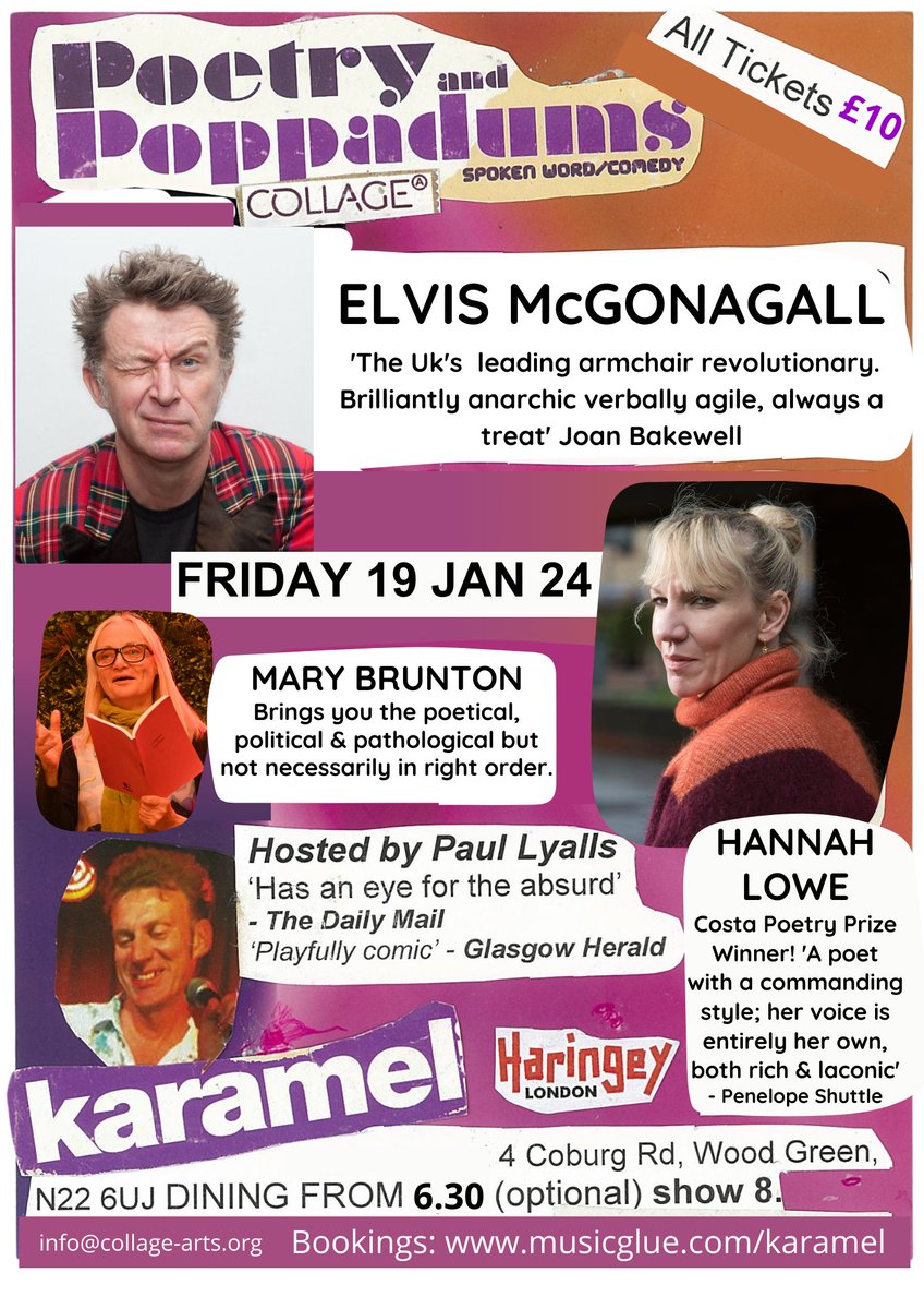 Paul Lyalls (@paullyalls) on Twitter photo <a href="/ElvisMcGonagall/">Elvis McGonagall</a> headlines Poetry & Poppadums Fri 19th Jan 7pm with Hanna Lowe & Mary Brunton , host Paul Lyalls @Karamel_London
@Collage_Arts <a href="/HaringeyCreates/">Haringey Creates</a> <a href="/haringe/">marianne flodman</a> <a href="/ElvisMcGonagall/">Elvis McGonagall</a> headlines Poetry & Poppadums Fri 19th Jan 7pm with Hanna Lowe & Mary Brunton , host Paul Lyalls @Karamel_London
@Collage_Arts <a href="/HaringeyCreates/">Haringey Creates</a> <a href="/haringe/">marianne flodman</a>