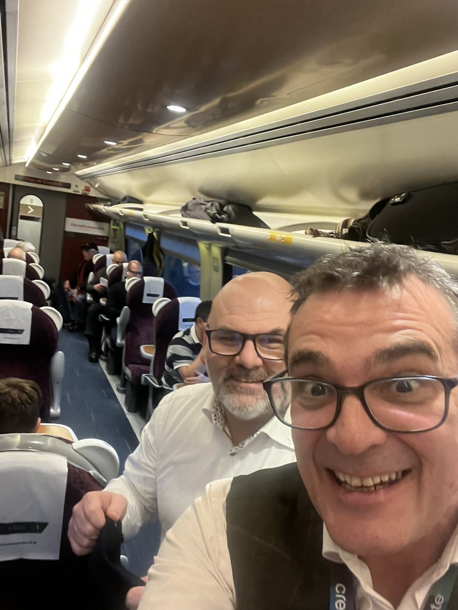 chrisdysonHT's tweet photo. I’m so excited for this year here @trust_create … the year has started brilliantly as I spend 36 hours with the inspirational #TonyStaneff the guru of @WhiteRoseEd … he even got to spend time with the #PinkSuitcase … train done and now to meet @misterunwin and @Kiran_Vithal https://t.co/CcPItEjxKz