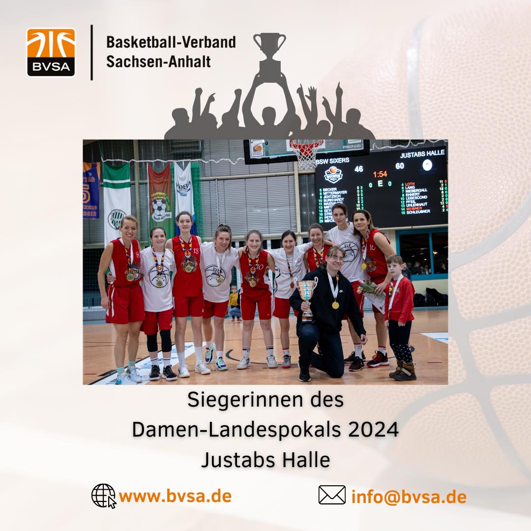 Die <a href="/JUSTABS_95/">JUSTABS Donkey</a>  Frauen haben am Drei-Königs-Tag den Landespokal erneut nach Halle gebracht. Sie setzten sich mit 60:46 gegen die <a href="/BSWSixers/">BSW Sixers</a>  durch.
Danke auch an die Schiedsrichter Florian Schierhorn und Paul Haring. 📸 Noah Schütz #bvsa #basketball #sachsenanhalt