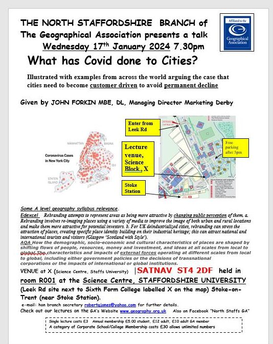 GeoKate2's tweet image. John Forkin, MBE, DL, Managing Director Marketing Derby. All welcome, whether you are involved in schools, college, university or an interested member of the public. Science Centre, Staffordshire University, Leek Road site.