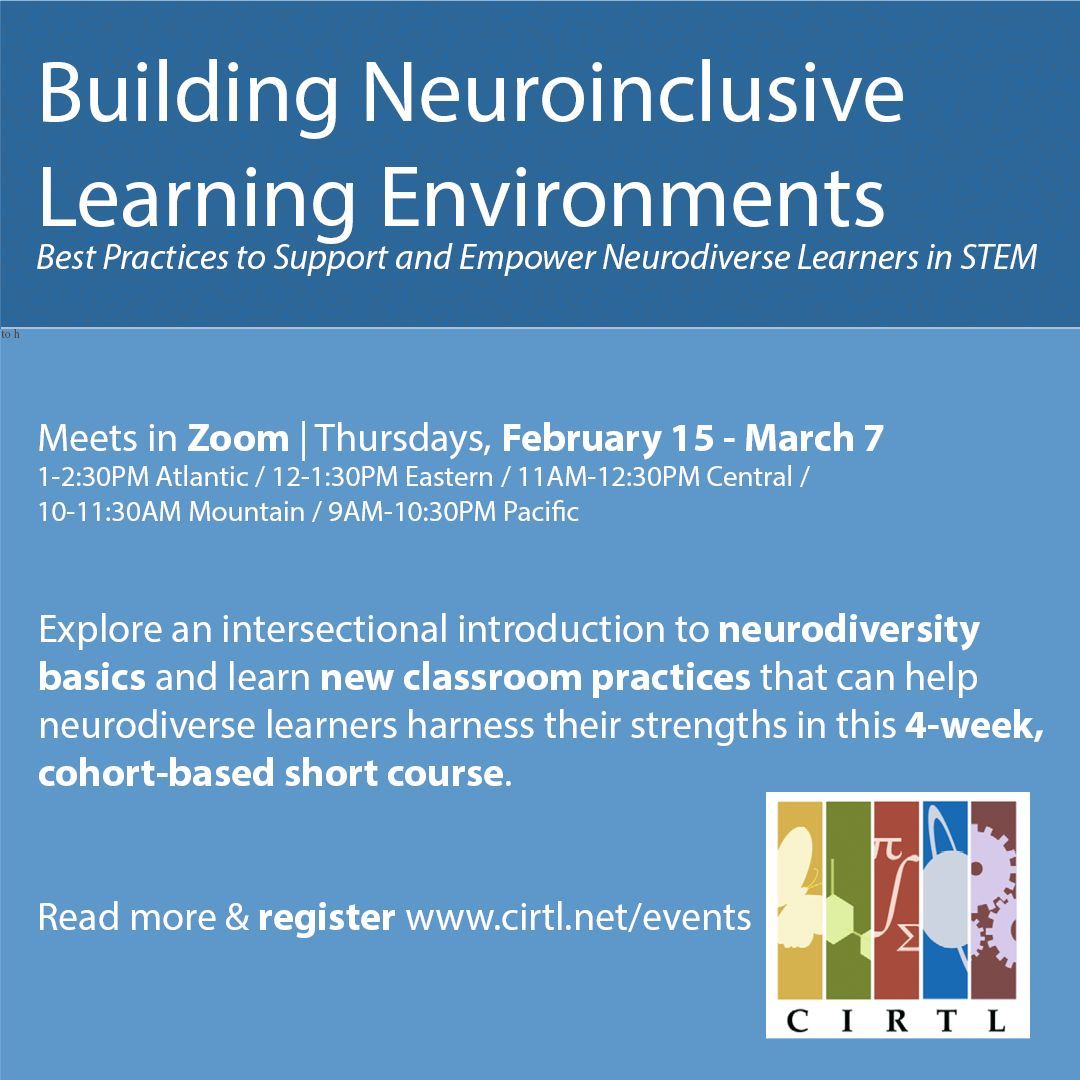 Explore an intersectional introduction to neurodiversity basics and learn new classroom practices to support neurodiverse learners in this 4-week, cohort-based short course. Registration opens today - sign up soon, seats are limited!  buff.ly/3TPh0LW