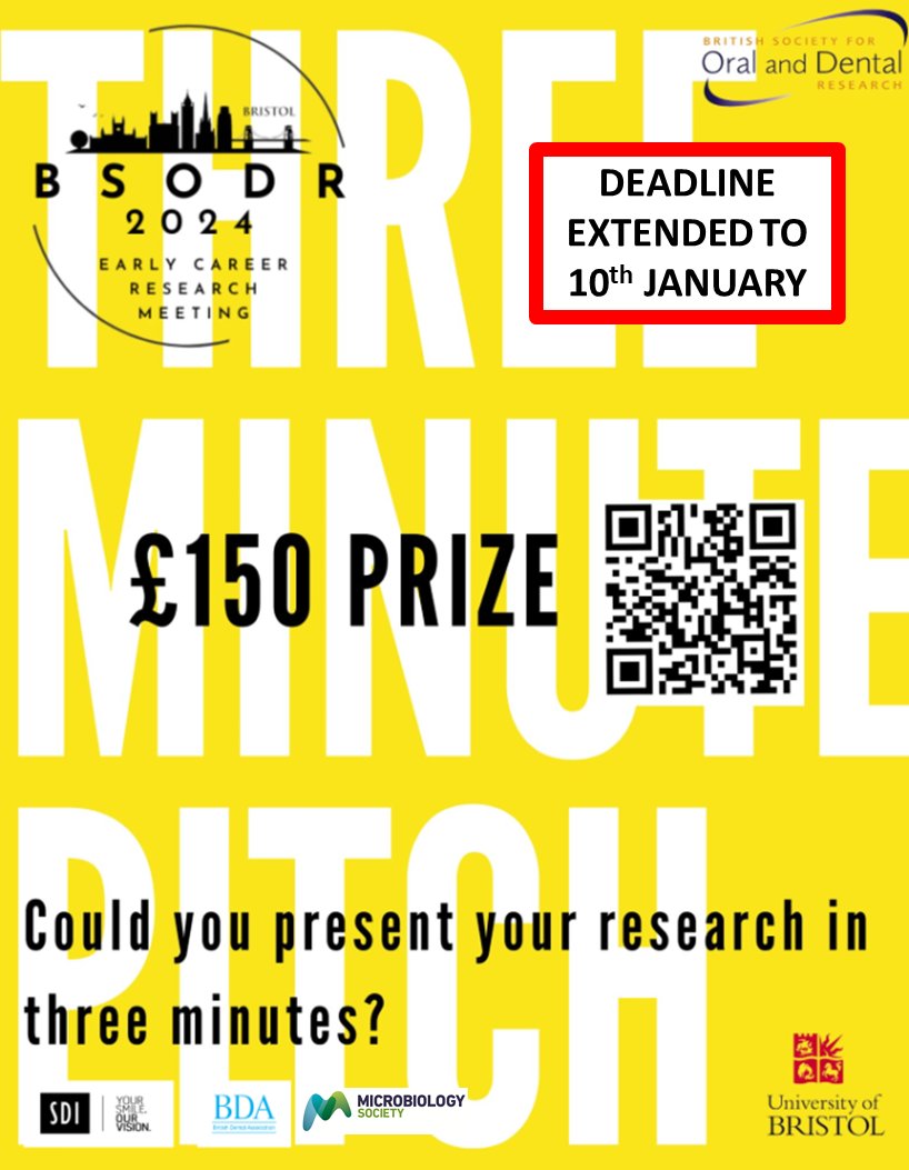 Have you submitted your
<a href="/BSODR_UK/">BSODR</a> 
#ECR Meeting 3-Minute Pitch abstract yet? Deadline Extended to the 10th of January! 📢 Use the QR code or click the link below to submit: forms.office.com/e/JjrYZk1nZZ #CallForAbstracts #DeadlineAlert #ECR #research