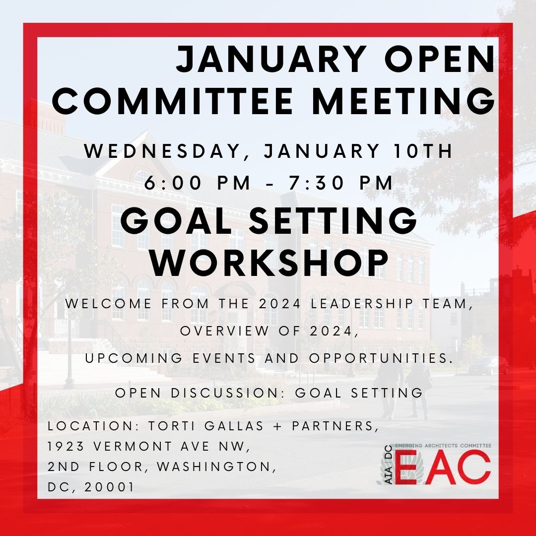 AIAdcEAC's tweet image. January EAC Open Committee meeting! Goal Setting Workshop, Wednesday, January 10th, 6:00 - 7:30 pm. 
@TortiGallas All current members and interested newcomers are encouraged to attend.