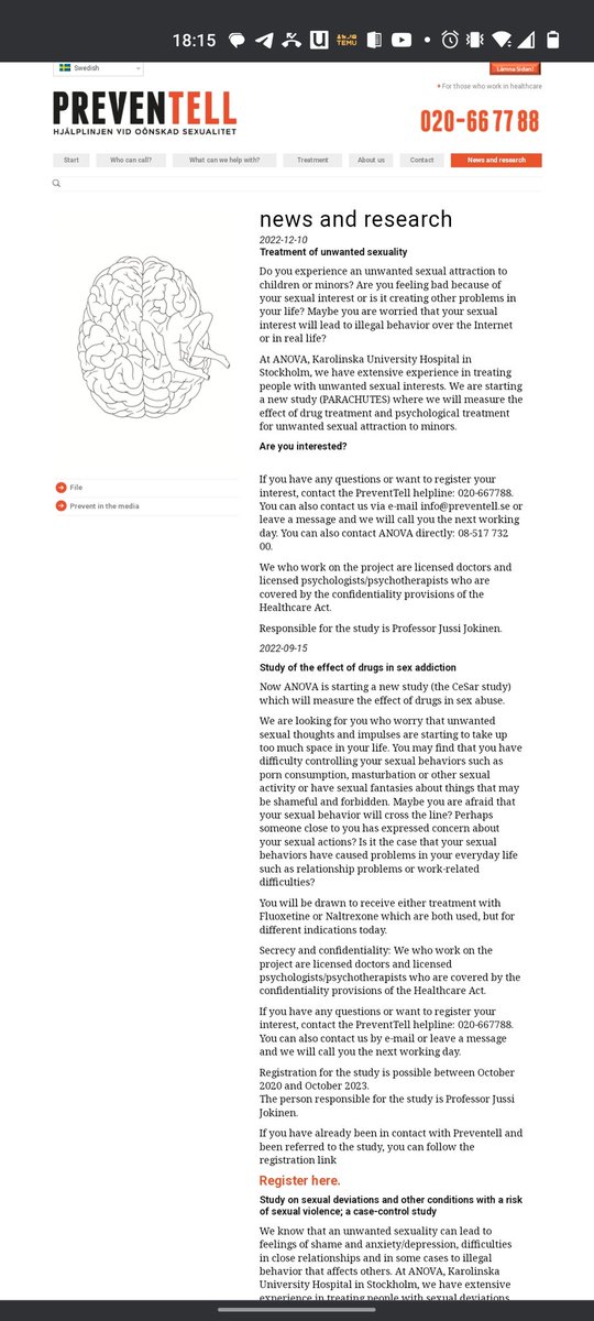 ryzli's tweet photo. @PSSDNetwork @hsfi @sinisaaritsa @JuhanaPiha @abcsoka @DrDavidHealy I can't dm U coz im not verified
But please check out this if relevant
(Translated from Swedish to english with google translate)

Karolinska trialing using fluxetine to curb "unwanted" sexual desire 
Unwanted by who?
Conflation of abuse + "deviance"

https://t.co/33foBviXss https://t.co/BTvibuuNtF
