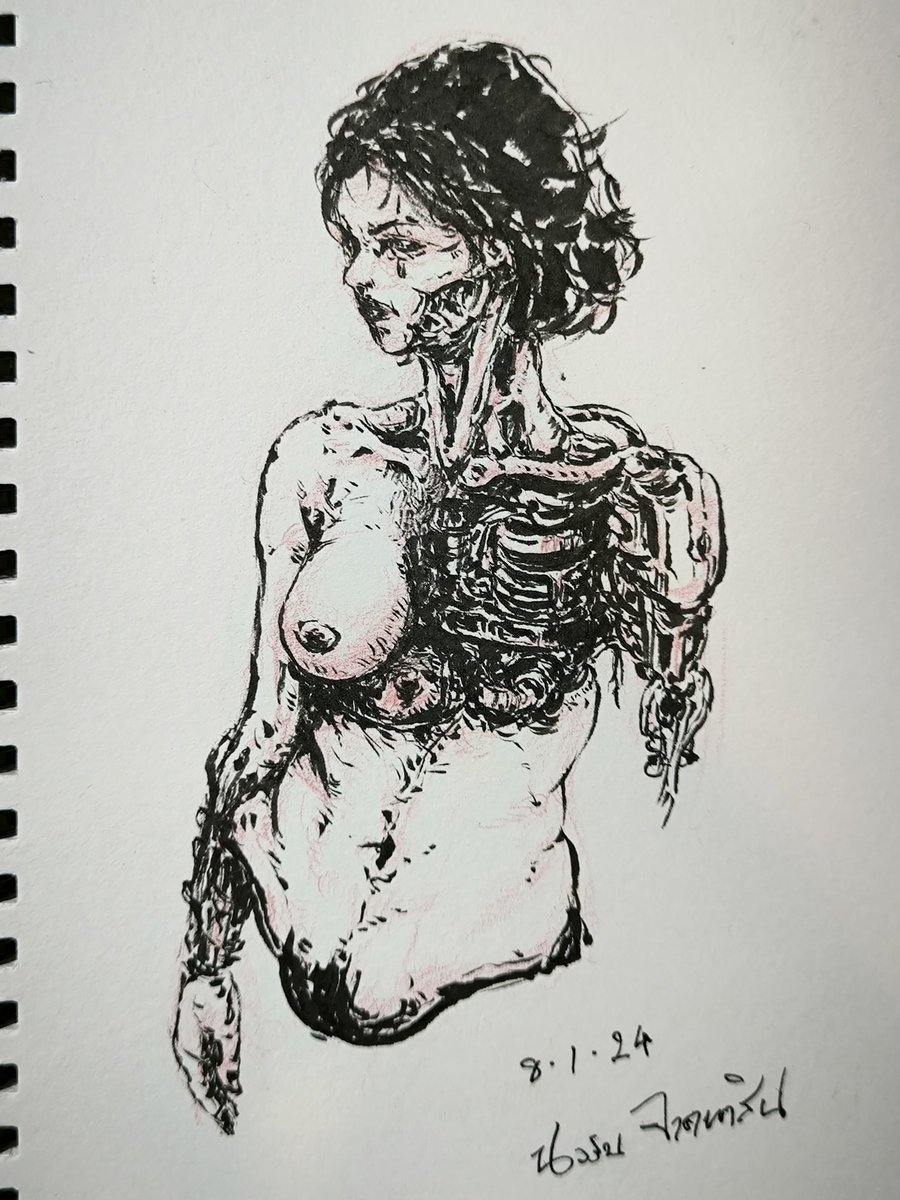 NawarinJ's tweet photo. #nomoon #superani #pentel #brushpen #ink #InkDrawing https://t.co/dnL1FzOTf0
