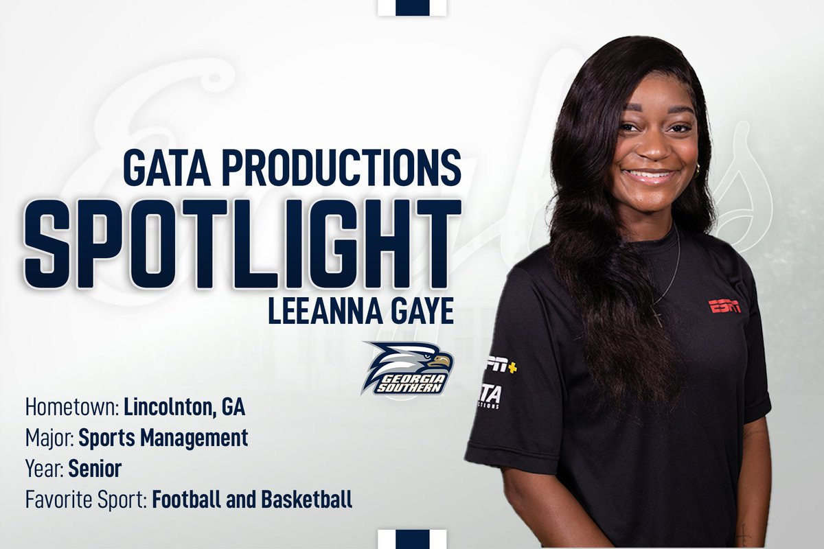GATAProductions's tweet photo. Introducing the #GATAPSpotlight celebrating &amp; promoting the students that bring you @GSAthletics creative &amp; live content to your screens.

Meet @LeeAnnaMGaye!
Favorite Quote: "Be yourself; everyone is else is taken"

Career Goal: Become a Sports Reporter

#HailSouthern https://t.co/NK37usvUkE