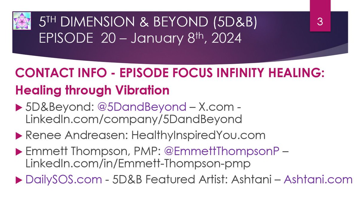 5DandBeyond's tweet photo. 5D&amp;B Episode 20 Podcast - INFINITY HEALING: Healing through Vibration https://t.co/80kdq6g2YJ
