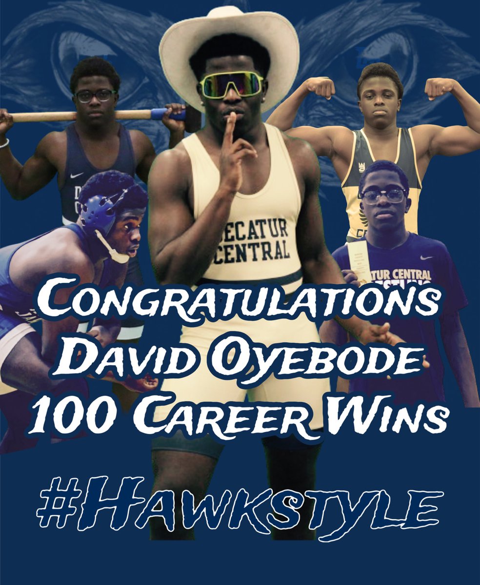 DCHawksWrestlin's tweet photo. Congratulations to David Oyebode who has achieved 100 high school career win!!!! #Hawkstyle @DCHS_Athletics @MSDDecatur @therealdavidok https://t.co/gMpUBA0Sxw