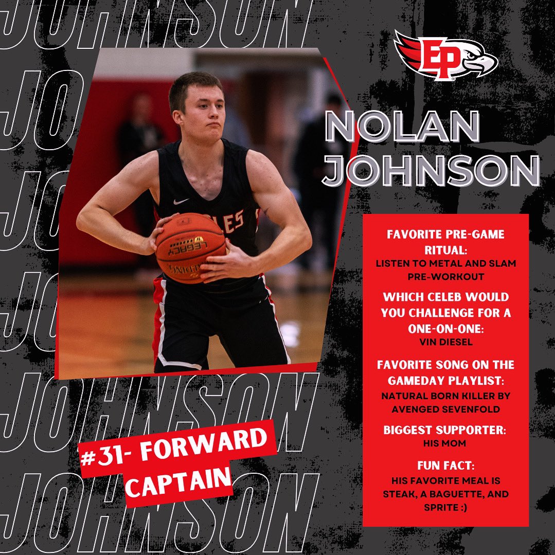 EPeagleshoops's tweet photo. Give it up for our SENIOR CAPTAIN: Nolan Johnson 🤘💪🥱
#thirtyone #seniorcaptain https://t.co/4sTtOxxoAs