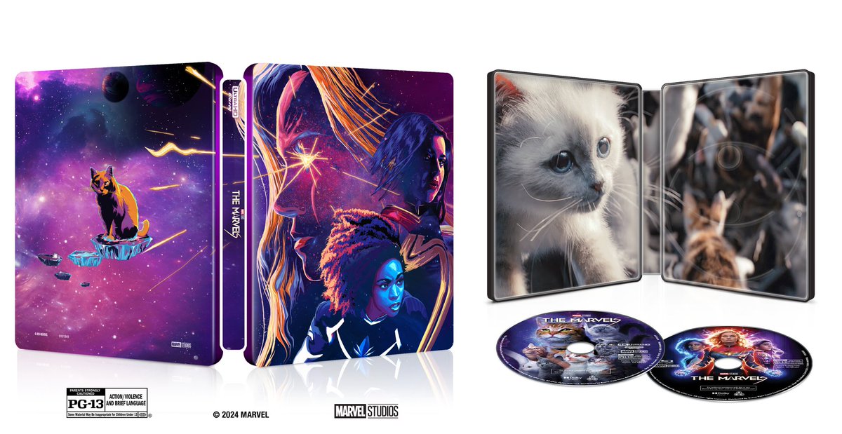 The first look at #TheMarvels steelbook releasing on February 13th!