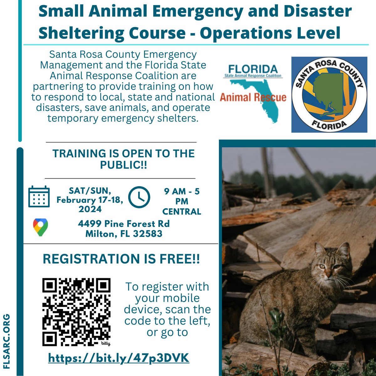 flsarc's tweet image. We are bringing a SLEW of classes to Florida beginning in February! 
Thanks to a partnership with @FDACS and @FLSART Our Level  1 and Level 2 Disaster Sheltering Courses are being offered to your community FREE!
Sign up by clicking the links or scanning the QR codes below.