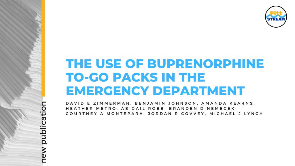 .@upmcem's Michael Lynch, along with colleagues from @DuquesnePharm, found the implementation of a system-wide #buprenorphine to-go supply at #EmergencyDepartment discharge is a feasible option to provide continuity of care to patients with #OUD. 📰 sciencedirect.com/science/articl…