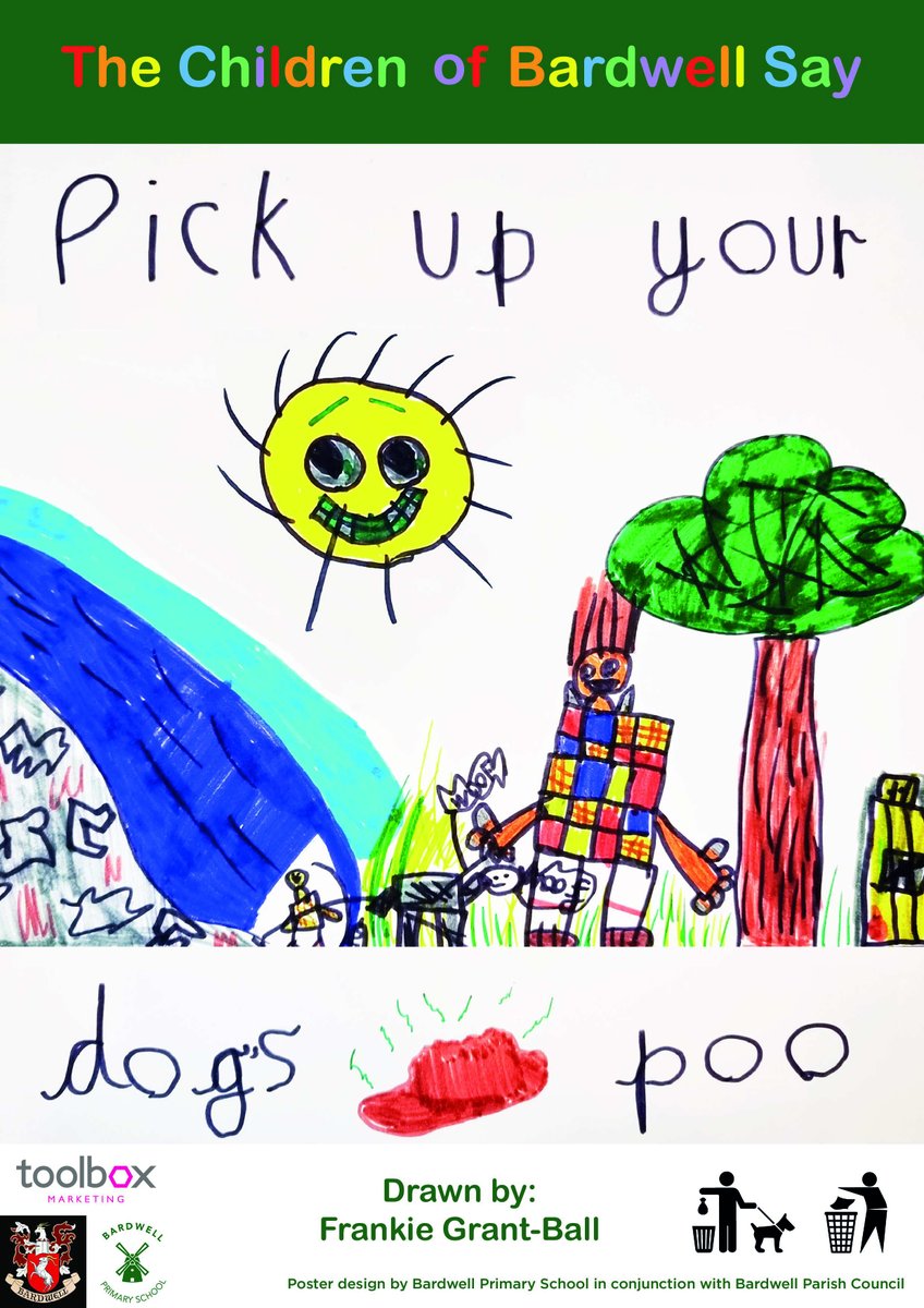 The winning design in Bardwell Parish Council's poster competition, aiming to eliminate dog poo from the streets of Bardwell. Well done to winner Frankie and to the 3 runners-up who all got a cash prize.