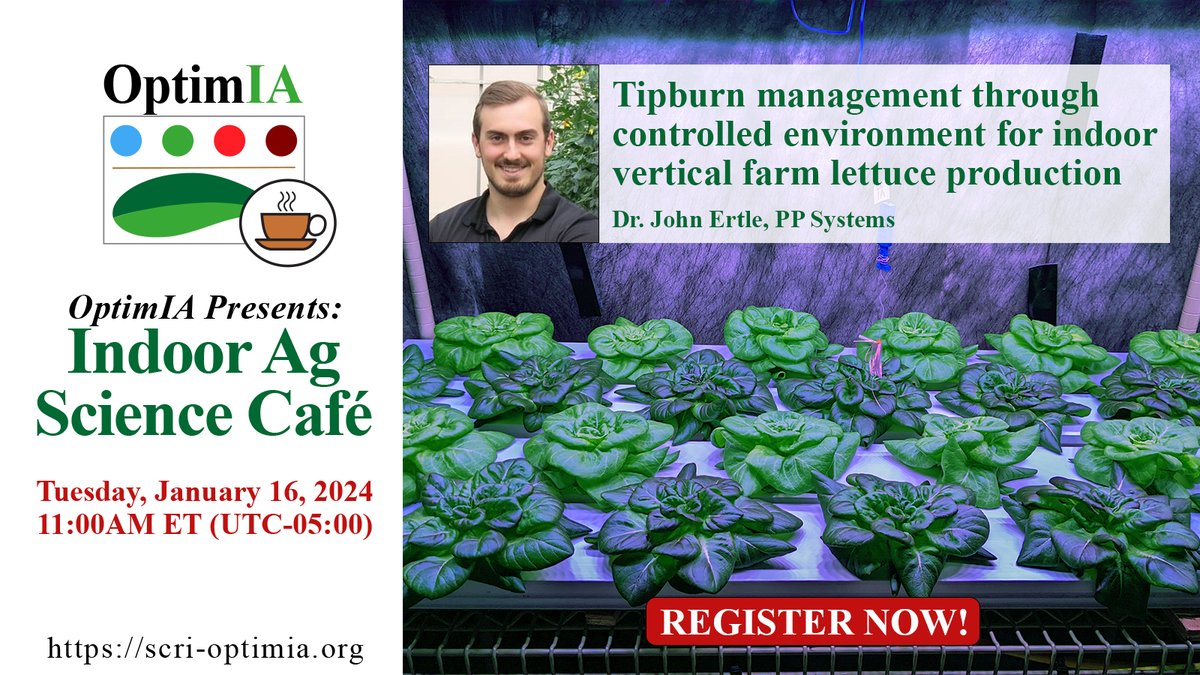 pp_systems's tweet photo. Don't miss this webinar on Indoor #VerticalFarm #lettuce production & managing #tipburn. Register TODAY: https://t.co/AZWYZGLDGr @indooragcon @BioChambers @ASPB @ASHS_Hort @john_ertle @OSU_HortCropSci @USDA_NIFA #indoorfarm #IndoorAg #leafygreenproduction #OptimIA #CEA https://t.co/NiWpxaw9QN