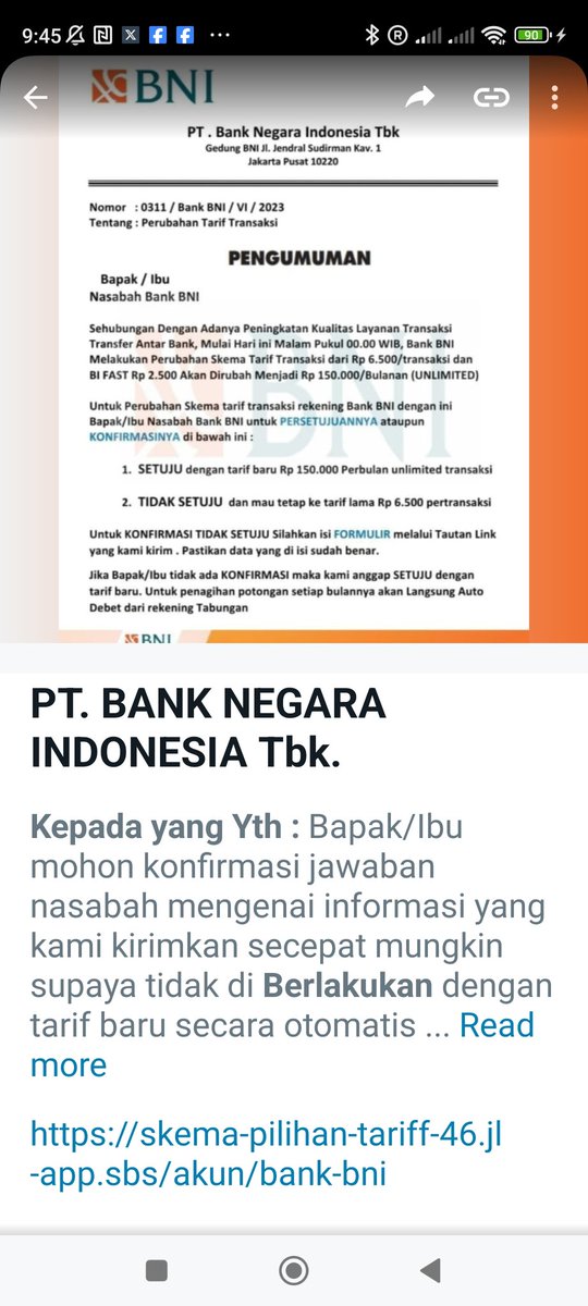 bennysk17's tweet photo. @BNI ... Ini modus penipuan ya? https://t.co/v5BwCAhCR7