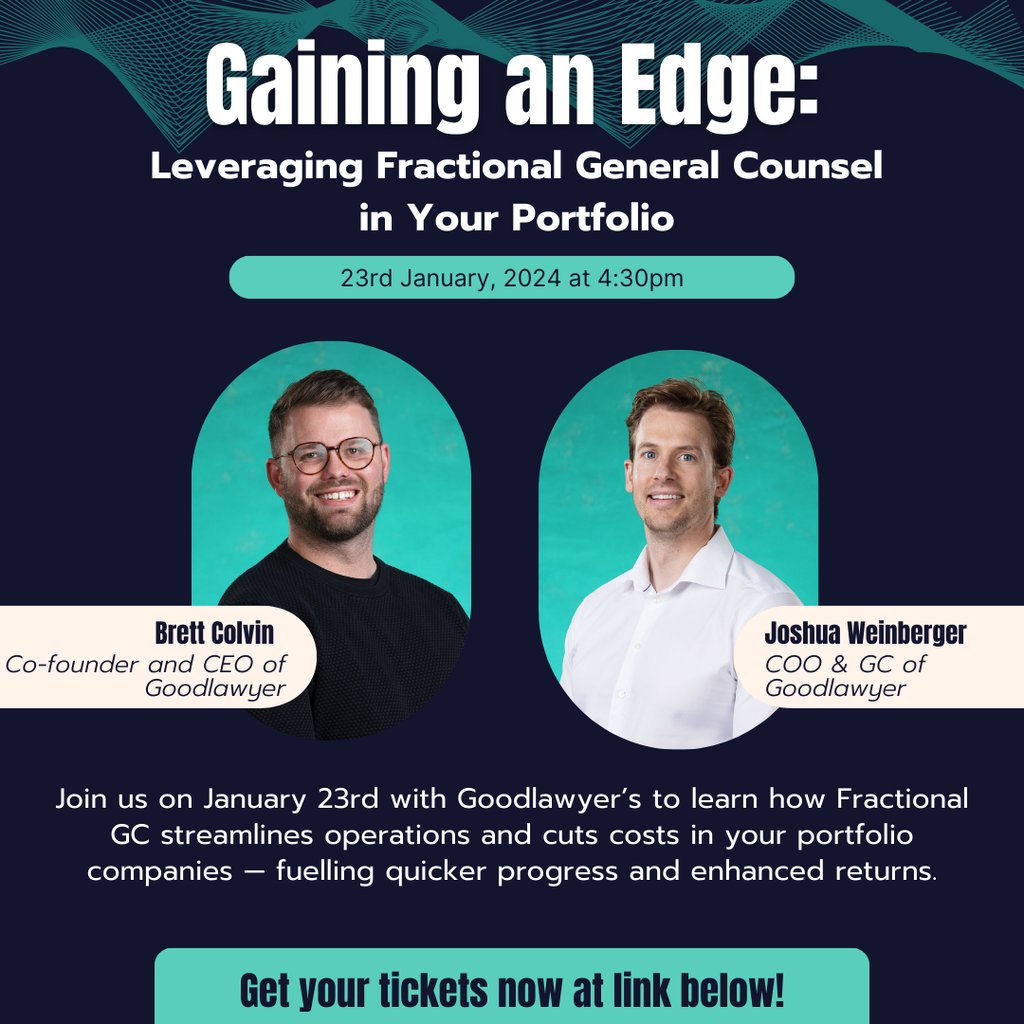 Don't miss this webinar, "Gaining an Edge: Leveraging Fractional General Counsel in Your Portfolio," a part of our ongoing commitment to fostering an innovative business environment.🚀

🎟️ angelinvestorsontario.ca/event/gaining-…

#OntarioAngels  #Goodlawyer <a href="/GoodlawyerInc/">Goodlawyer</a>