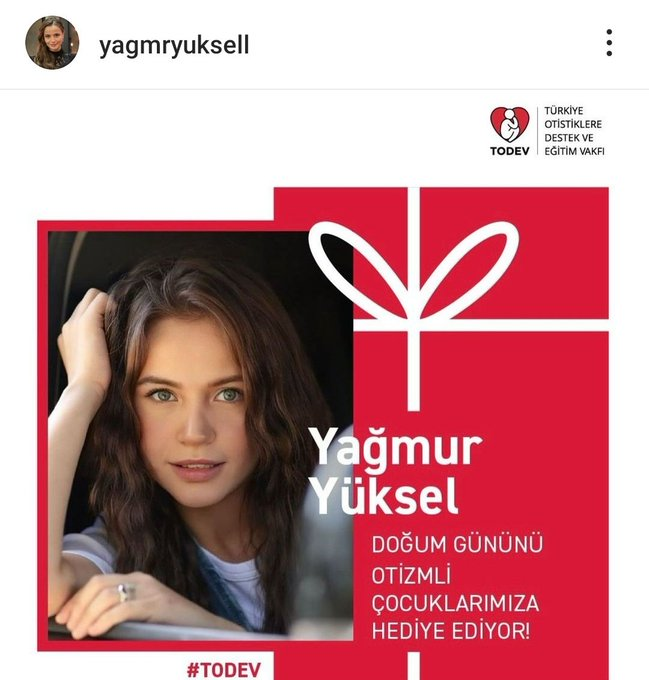 diziseyircisi's tweet photo. #YağmurYüksel doğum gününü #TODEV'e bağışladı 🤍 https://t.co/mSL9PBeW7w