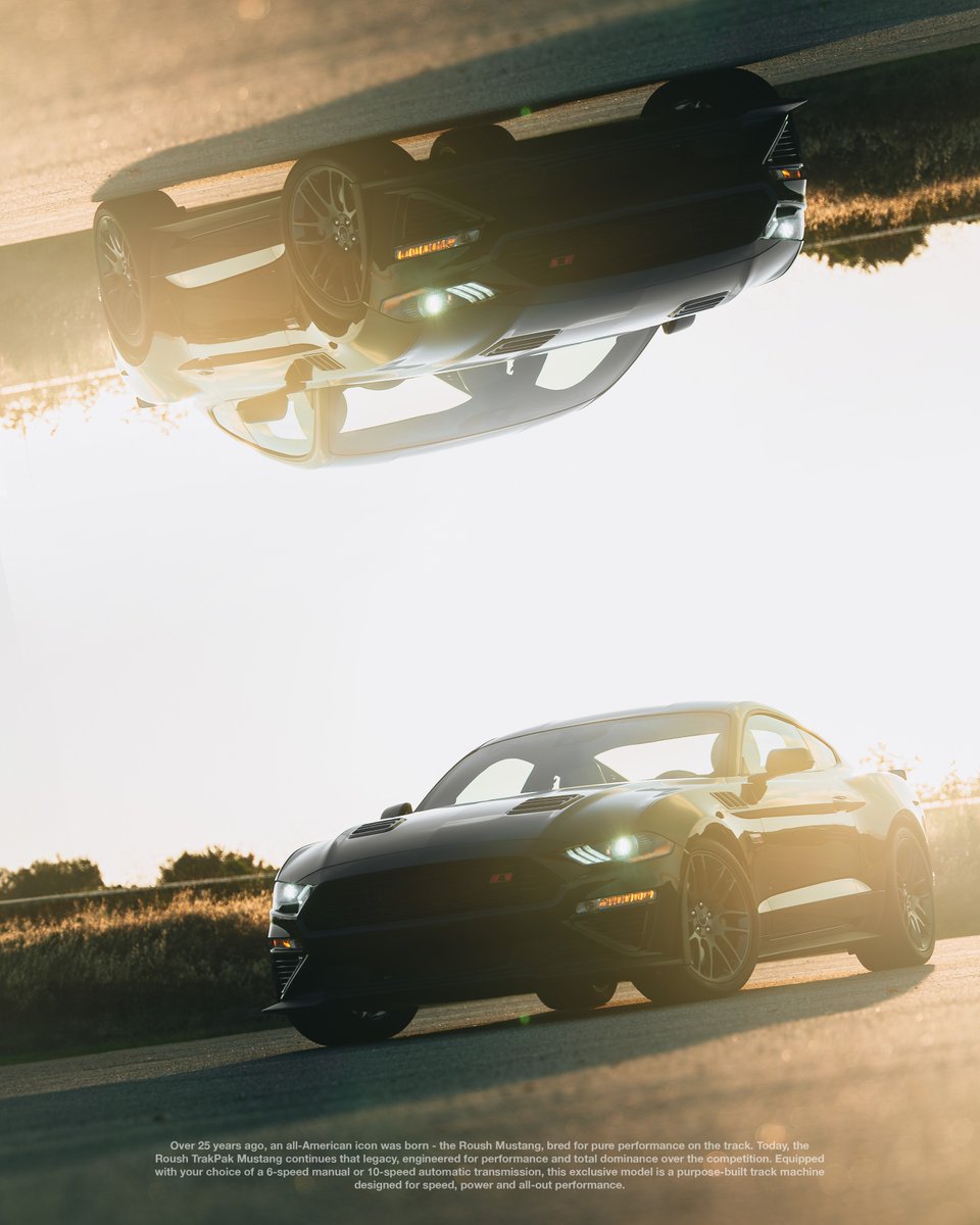 ROUSHPerf's tweet photo. An all-American icon - the Roush TRAKPAK Mustang. Race-tuned suspension, improved powertrain cooling, customizable exhaust and more. What's your favorite part about the TRAKPAK?
#RoushMustang #MustangLife #RoushPerformance https://t.co/tqwWGNsgve