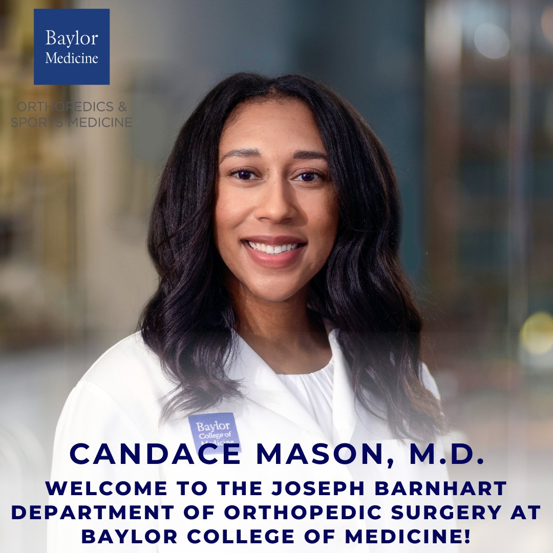 BCMOrtho's tweet photo. Meet our newest physician, Candace Mason, M.D!
Some of Dr. Mason's interests include hand, wrist, and elbow fracture repair, degenerative disorders of the upper extremity, and peripheral nerve decompression and repair. To learn more:  https://t.co/c2dKs1Fun2
#orthopedicsurgery https://t.co/zUOUfx5ppf