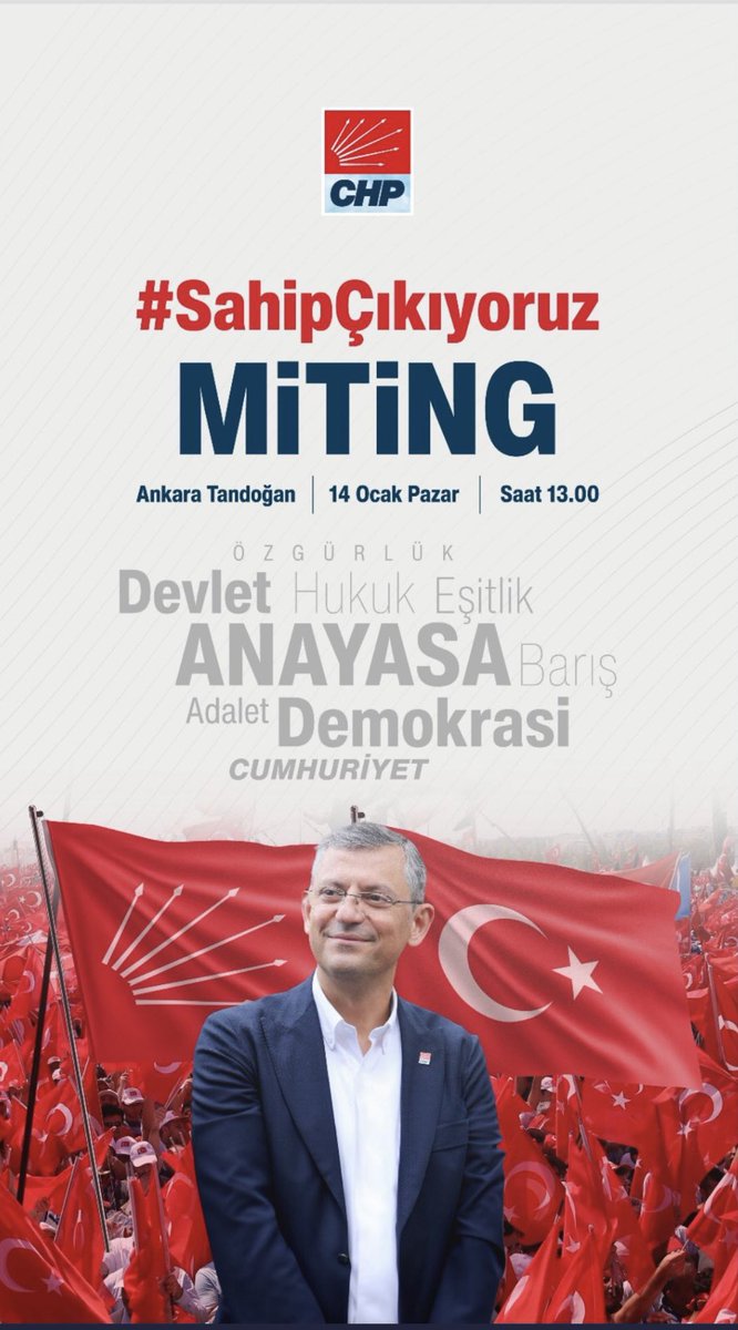 BarisKaraman's tweet photo. 14 Ocak Pazar günü Ankara'da gerçekleşecek mitingde, bir araya gelerek özgürlük, adalet, hukuk eşitliği, anayasa ve barış değerlerine sahip çıkıyoruz. Güç birliği içinde, daha güçlü ve adil bir Türkiye için birlikte duruyoruz. Katılımınızı bekliyoruz! https://t.co/HpoSFXnHSw