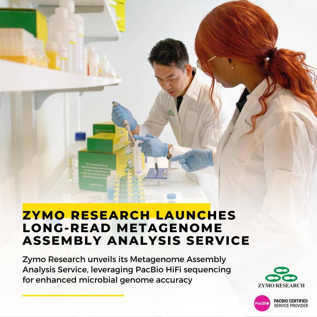 ZymoResearch's tweet photo. Zymo Research has introduced its Metagenome Assembly Service, leveraging @PacBio HiFi sequencing to enable precise analysis and reconstruction of metagenomes from assembled genomes or genome bins.

Read the PR: https://t.co/Z4A4CLN2oP

Learn more: https://t.co/VUj7NnBQpv https://t.co/22CYAY7cIq