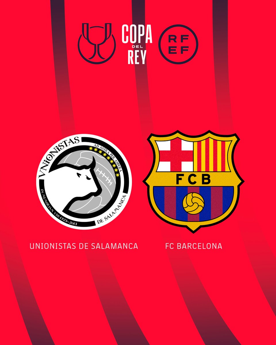 FCBarcelona_es's tweet photo. 🏆 El @UnionistasCF será nuestro rival en los octavos de la Copa del Rey
⚔️ La eliminatoria se jugará en Salamanca entre el 16 y el 18 de enero
#UnionistasBarça https://t.co/XgLlFi1zNq