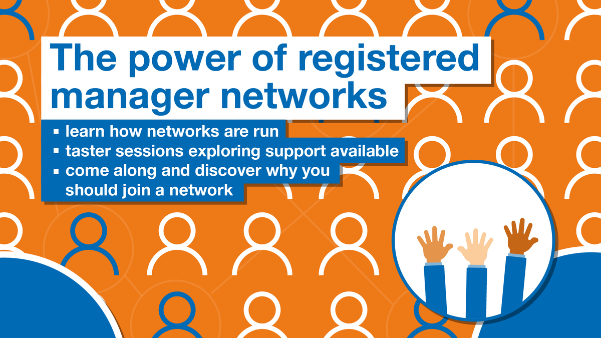 skillsforcare's tweet photo. 📣 Event | The power of registered manager networks    

📅 Wed 24 Jan 🕛 14:30 – 16:00   

We support over 140 networks across England - at this event we’ll provide details on how the #RegisteredManager networks are run and the benefits of attending

🔗 https://t.co/hOK62BihjJ https://t.co/Dr7KJPdcL9