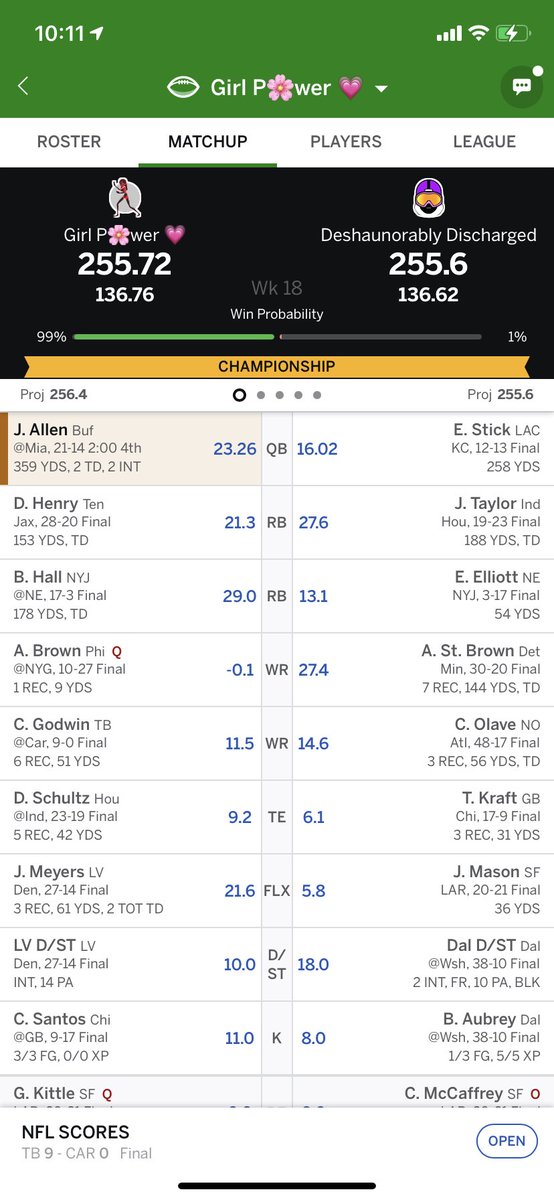 Madi___Morris's tweet photo. When the @BuffaloBills victory formation is anything but victorious for you and your fantasy team 😭

Still emotionally recovering. Please respect my privacy at this time. #BadBeats #FantasyFootballFail https://t.co/7m6OT6nV1z