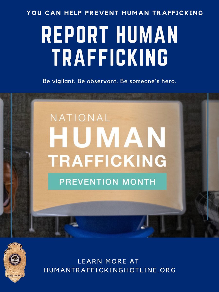 January is Human Trafficking Awareness and Prevention Month.  All month long, we will be bringing awareness to ways you can help prevent human trafficking.

#partner2prevent #nationalhumantraffickingpreventionmonth #raleighpolicedepartment