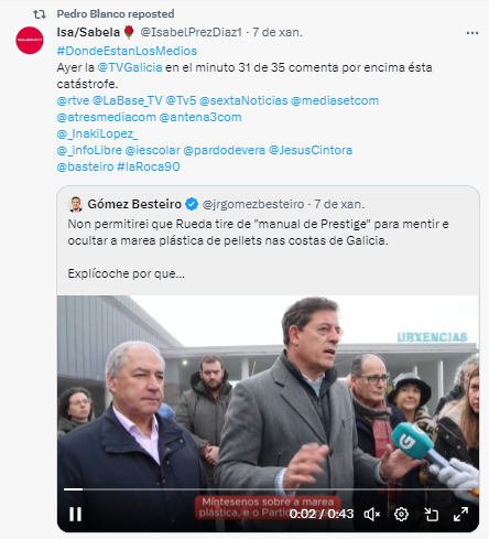 ppdegalicia's tweet photo. Leemos a ministros que en lugar de ejercer de una vez sus competencias frente al vertido se han puesto a escribir tuits y hacer campaña.

El multipartito de Sánchez sale al rescate del multipartito de la oposición en Galicia. 

No tienen ni capacidad de gestión ni coherencia.🧵 https://t.co/B53JkLdFFG