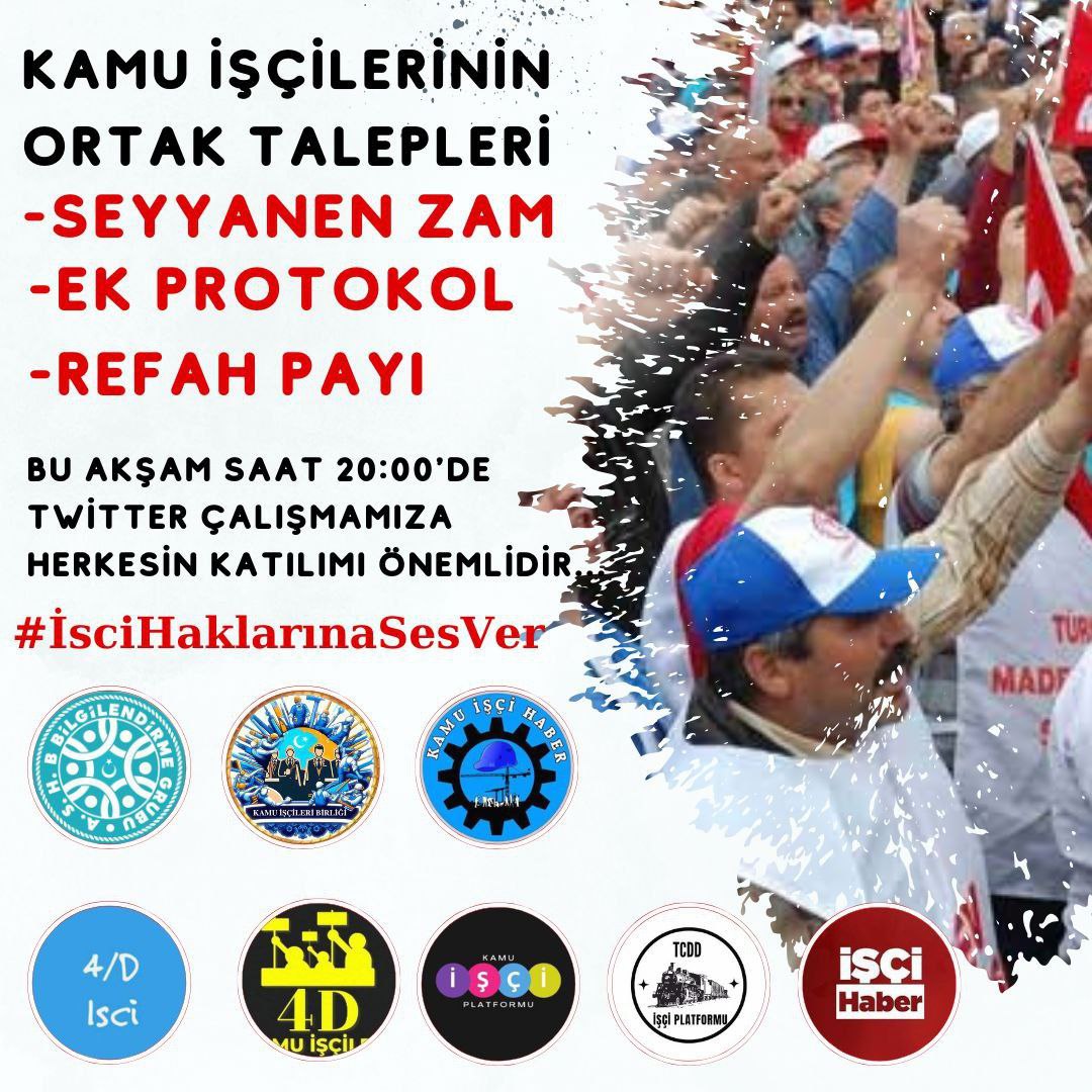 Ücretlerimiz yüksek enflasyon karşısında eridi.Gelirde ve Vergide Adalet çağrımıza yanıt bekliyoruz.Kamuda görev yapan işçilere #SeyyanenZam istiyoruz.
#İsciHaklarınaSesVer
#msbiscisinehakkiniverin
<a href="/diskinsesi/">DİSK</a> <a href="/turkiskonf/">TÜRK-İŞ</a> <a href="/hakiskonf/">HAKİŞ KONFEDERASYONU</a> <a href="/ozsagliksen/">Öz Sağlık-İş Sendikası</a> <a href="/trsaglikis/">Türkiye Sağlık ve Sosyal Hizmet İşçileri Sendikası</a> <a href="/harb_is/">Türk Harb-İş Sendikası</a> <a href="/hasanatak026/">Hasan Atak</a>