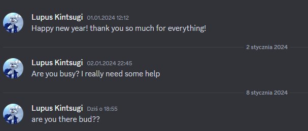 LupusKintsugi's tweet photo. After several messages from good friends of mine telling me this scammer is making the rounds again, I thought I'd send an update. THIS IS NOT ME. If you get a message from me with that profile pic, it is NOT me. Block straight away. I have a new discord, until I get it back https://t.co/1VI4GKV0TA