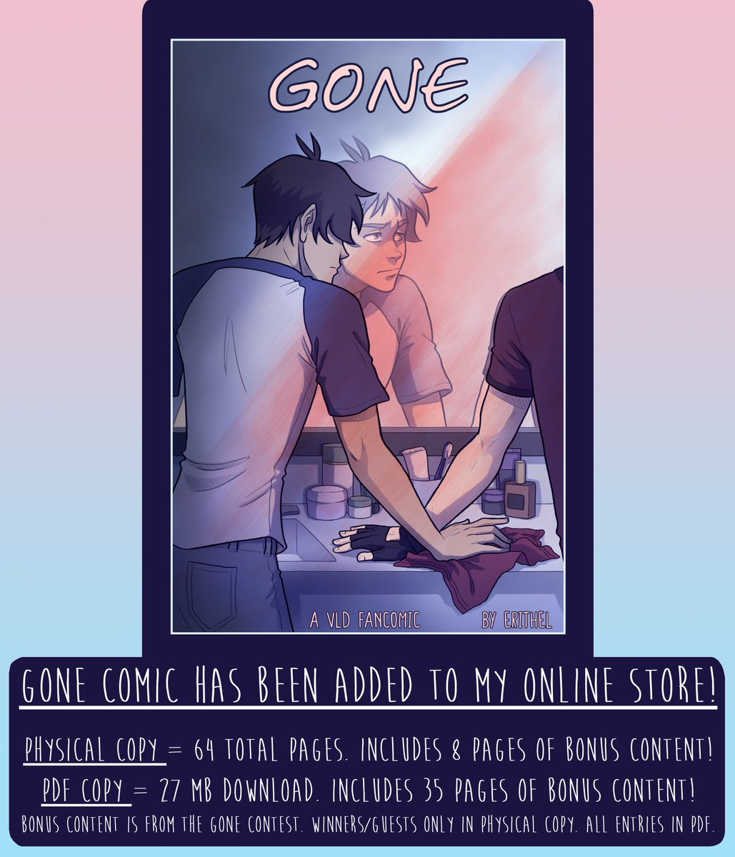 ErithEl's tweet photo. Shop link in bio (bigcartel)!
#gonecomic #klance https://t.co/2ORvTjzqv4