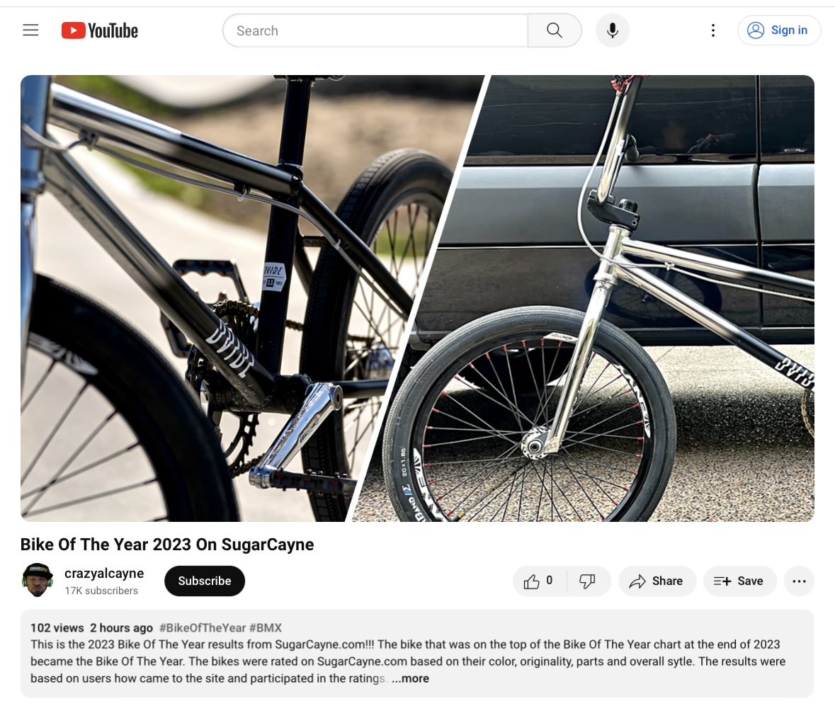 Big thank you to Al Cayne at sugarcayne.com, for naming our Dvide 53 bike as the Winning Bike of the Year for 2023 Chromoly category. This means a lot. Thanks, Al.