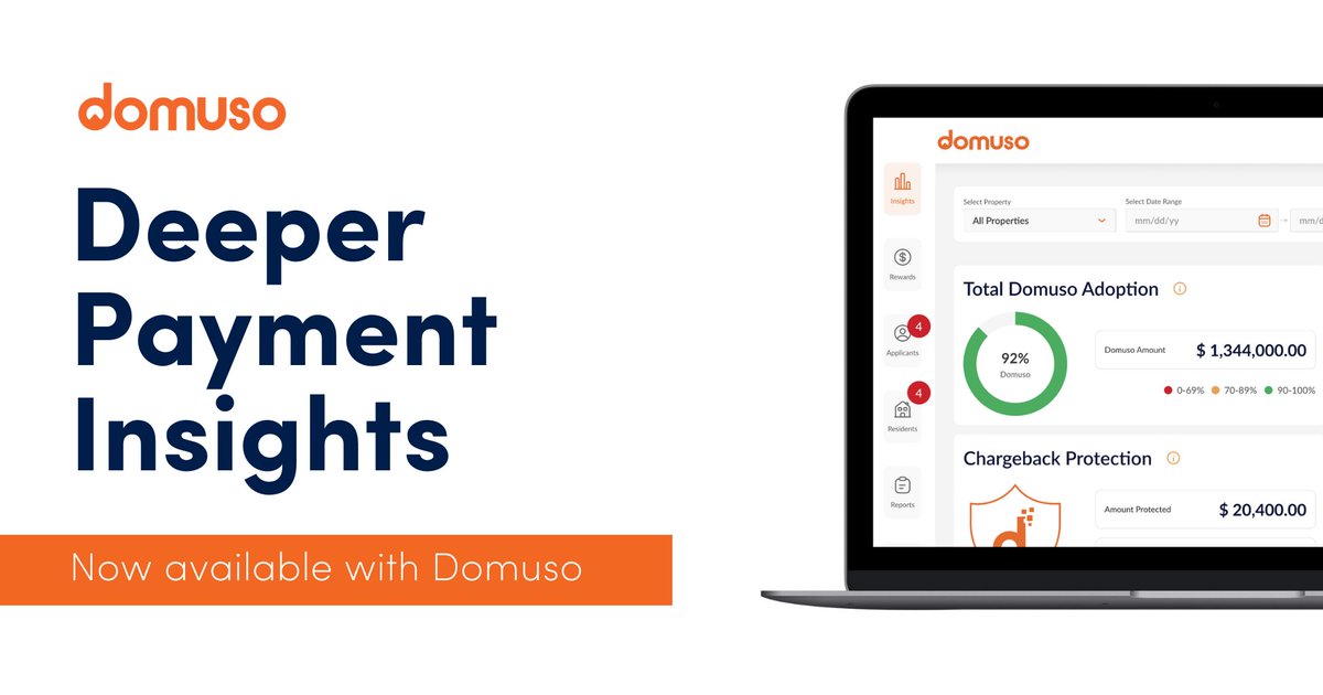 When you partner with Domuso, we give you the insights you need to reach your goals.

Caught your attention? We'd love to show you Payment Insights - schedule a demo to see it first-hand: hubs.la/Q02ftFPR0

#Domuso #PaymentInsights #multifamily