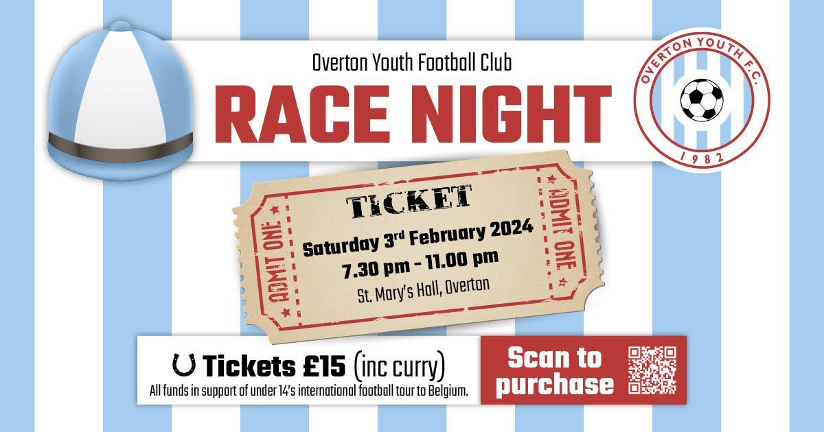 overtonyouthfc's tweet photo. Our race night promises to be a packed full of fun with virtual horse racing, raffle, drinks .... and let's not forget a delicious Redfort curry 😋 

🙏 Please join us on 3rd Feb for our last push to make our target. 

https://t.co/BBgJhaPbD9 

#OYFCFundraising #SupportLocalSport https://t.co/D2kgiInu9H