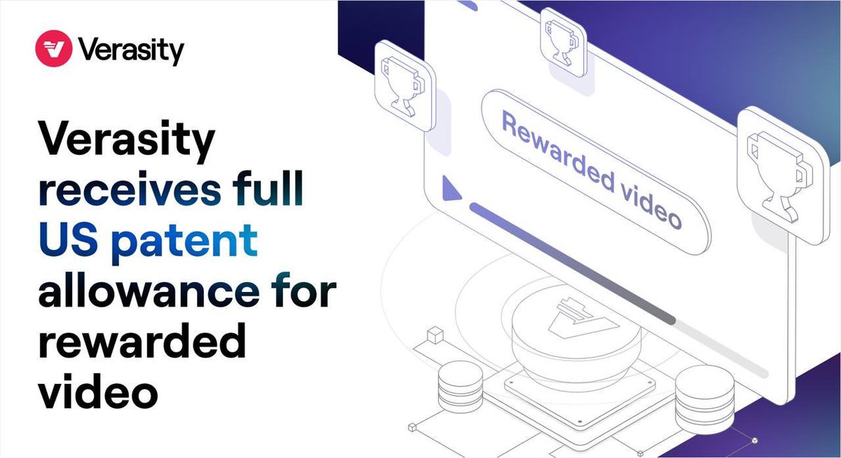 Cryptopiineaple's tweet photo. #Verasity has now been granted full patent allowance for #rewardedvideo in the USA!
The successful allowance of this patent will enable #VRA to seek licencing fees from companies utilizing our technology in 2024 and beyond. $VRA #VeraViews #Crypto #BTC https://t.co/uuhNGmC1fV