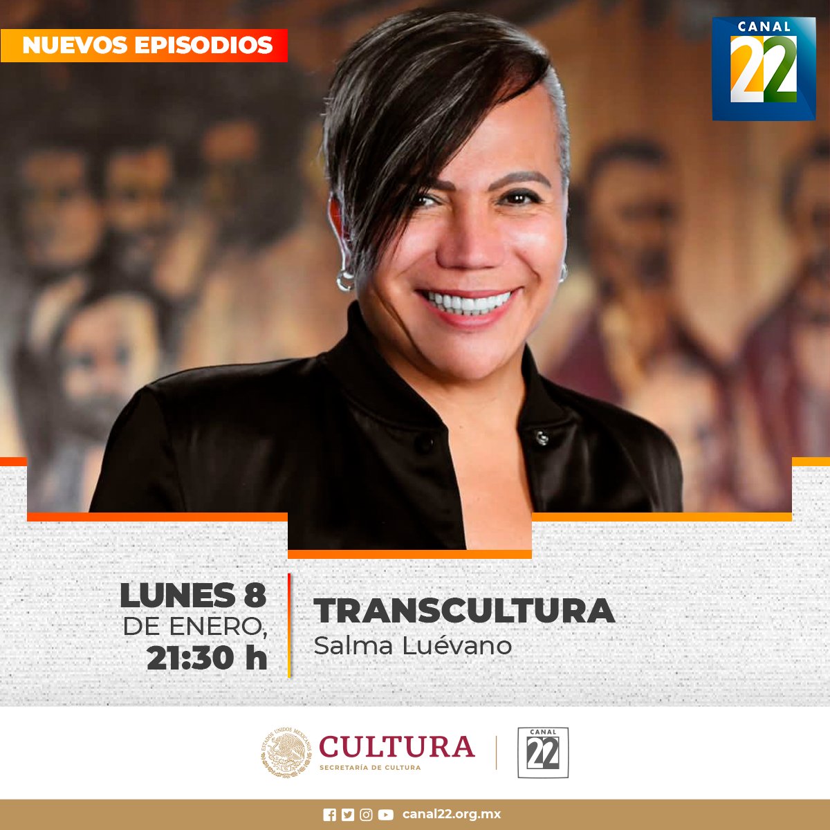 Canal22's tweet image. Disfruta de la programación del día de hoy📺: 

🎬@marquesina22
🕟19:00 h
🏳️‍⚧️#Transcultura
🕟21:30 h
🎭#EstoEsÓpera
🕟22:00 h
🎸#RockXLaVida
🕟23:00 h