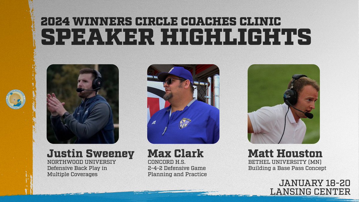 2024 Winners Circle Coaches Clinic

January 18-20 at the Lansing Center  

Register Here >>mhsfca.com/events/2024-mh…

Full List of Speakers >>docs.google.com/spreadsheets/d…