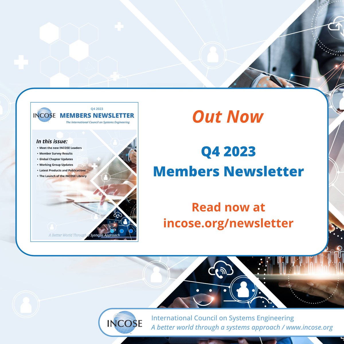 incose_org's tweet image. Dive into the latest global INCOSE community updates in the Members Newsletter. Read this and previous issues at incose.org/newsletter

#SystemsEngineering #INCOSE #EngineeringNews