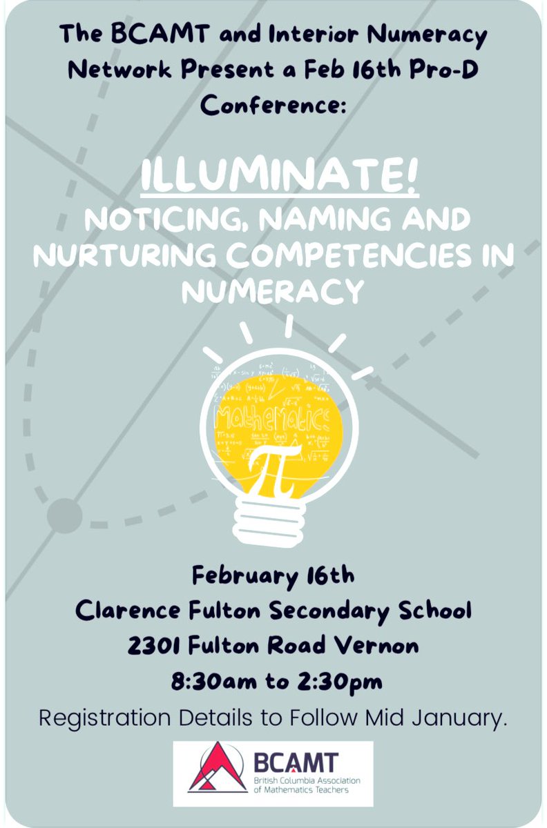 Save the Date! Feb 16th Interior Math Conference and BC Interior Reggio-Inspired Math collaboration @SD22Vernon <a href="/SD22Learns/">SD22 Learning Directions Team</a> <a href="/BCAMT/">BCAMT</a> <a href="/vernondavemack/">dave mackenzie</a> <a href="/VernonTeachers/">Vernon Teachers</a>