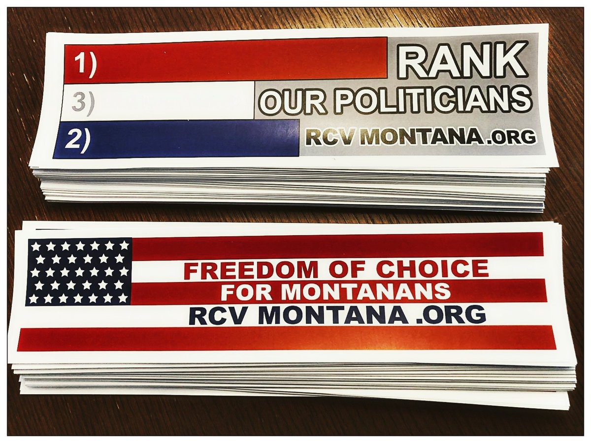montananotparty's tweet photo. 🎉 Stickers are here! 🌟 Bumpers 🚗, Water Bottles 🍾, Laptops 💻, Guitar Cases 🎸... 

Thanks to the incredible creativity and support of one of our amazing volunteers, we now have a brand new way to show our love for #RankedChoiceVoting in Montana! 💕 Let's give a round of applause to our volunteer for these designs 🇺🇲and generous contribution in getting these made. 🙌 Get your own today and spread the word about our mission everywhere you go! 🌎💪 Suggested $5 donation to mail (or help us get a stack sent to your city with larger donation ($1.25each)). #RCV #OpenPrimaries #mtpol #bumperstickers #volunteer #supportthecause #spreadtheword