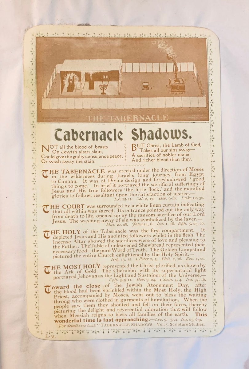 leocuellar's tweet photo. Allá por 1912, nuestros hermanos usaban estas tarjetas para recordar el significado simbólico de las diferentes partes del tabernáculo. Hoy tenemos un precioso video que lo resume de manera genial. https://t.co/4Qn3eTVXSE