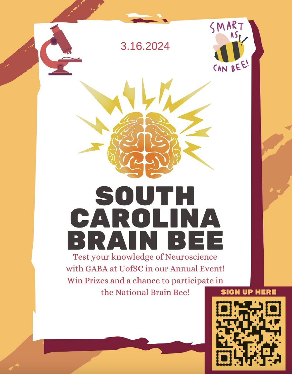 CourtneyBuch2's tweet photo. Upcoming STEM events at USC for High School Students! 

SC Brain Bee Competition
(https://t.co/c148NMEjiE)

NeuroSC virtual Neuroscience course 
(https://t.co/q18Bl272bt)

Both events are FREE for all participants. Parents/Educators welcome to attend! https://t.co/4r6X6c8L30