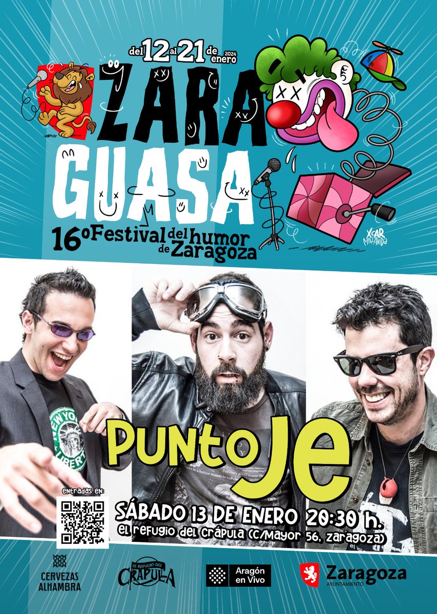 el_jorpin's tweet photo. ¡¡¡Qué vuelve el Zaraguasa!!! Y este año @LosPuntoJe estarán también. 
Venid el próximo sábado 13 a las 20:30 al Crápula y no os lo perdáis.
Las entradas van que vuelan y hay poco sitio. Las podéis conseguir aquí:

https://t.co/wmS3NZEjcU https://t.co/bjN76AuPnr
