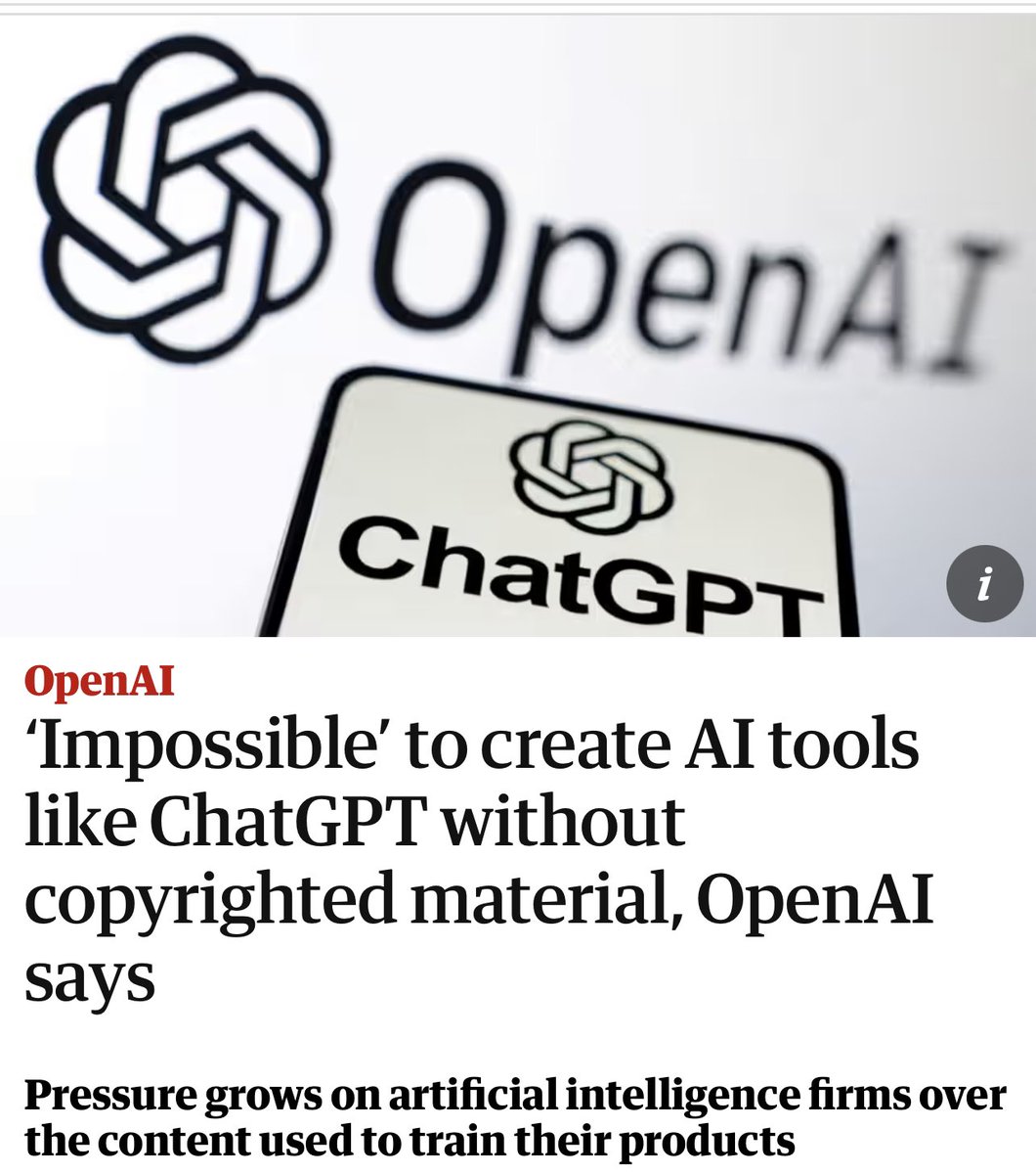 If your business relies on theft, you don’t have a business, you have a racket. 

theguardian.com/technology/202…