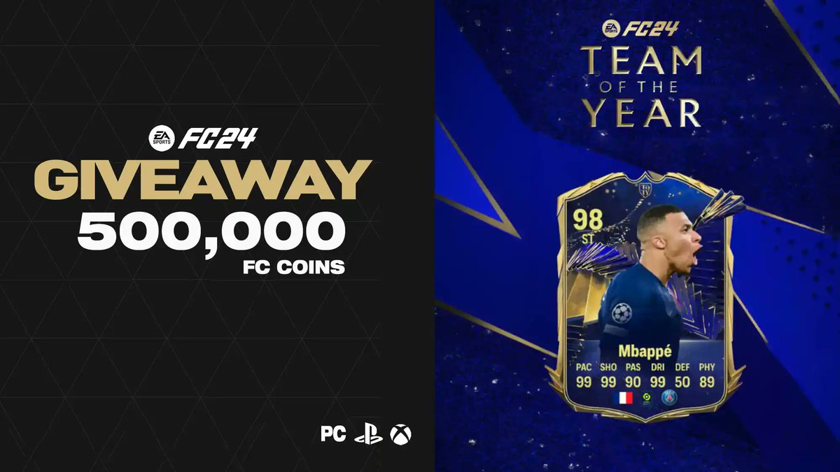 FIFAUTeam's tweet photo. 🚨#FC24 Giveaway

How to enter:
🔁 Retweet
✅ Follow @FIFAUTeam &amp; @UT_levelupcoins

Prize: 1x 500,000 FC 24 Coins for PlayStation, Xbox, or PC

⏳The winner will be announced on January 14
#EAFC24 #FC24 #Giveaway https://t.co/sKh4VhKV9C